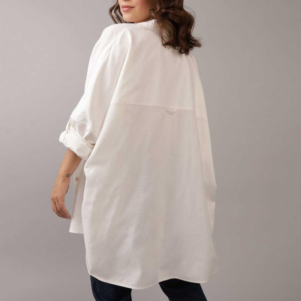 American Eagle Go Big Oversized Cotton Long Sleeve Shirt/Blouse Dress XS-S - Picture 2 of 16